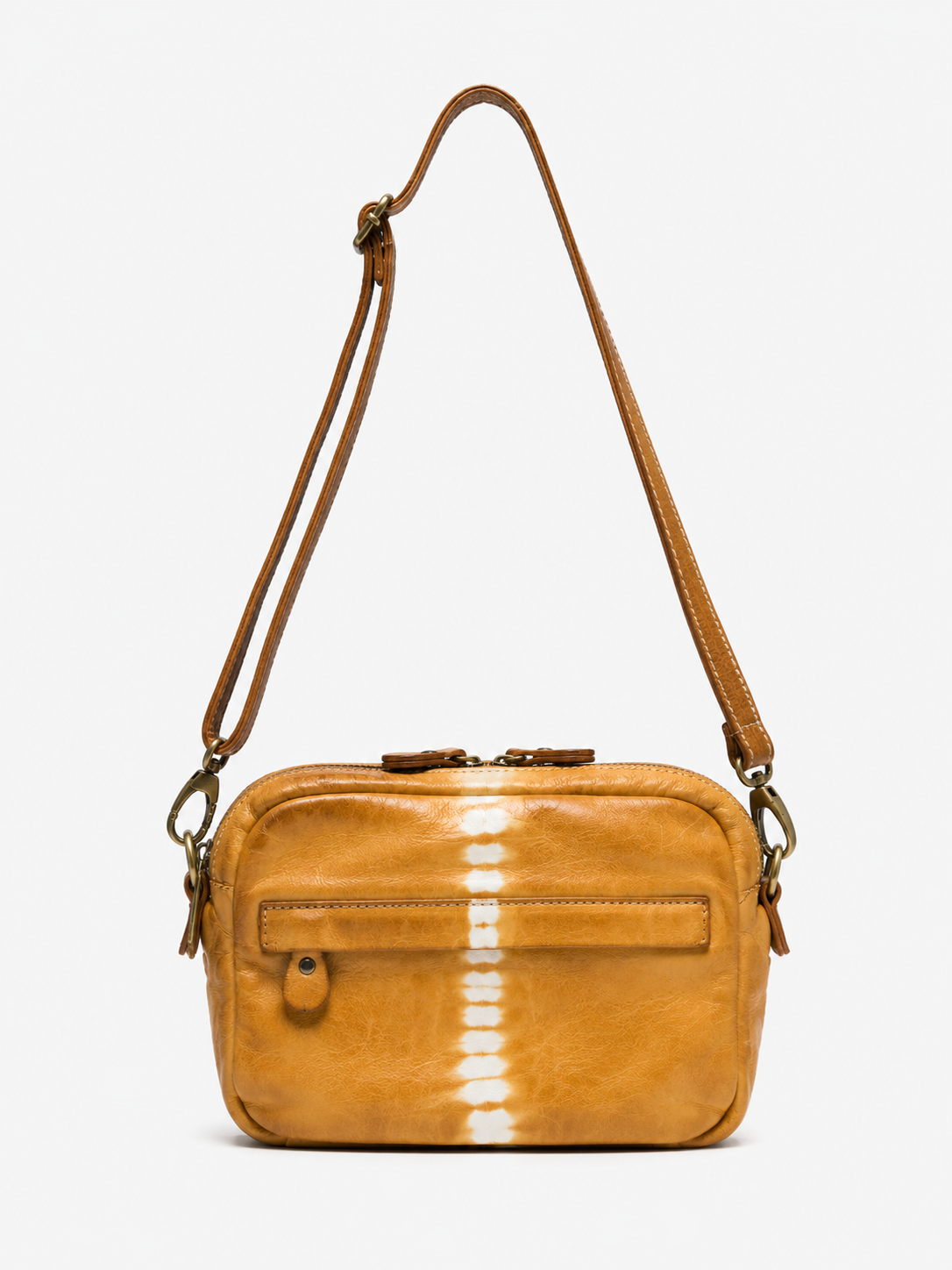SOMMET Arlo Tie-Dye Vegetable-Tanned Leather Crossbody Bag in Ocher — Handmade in Italy