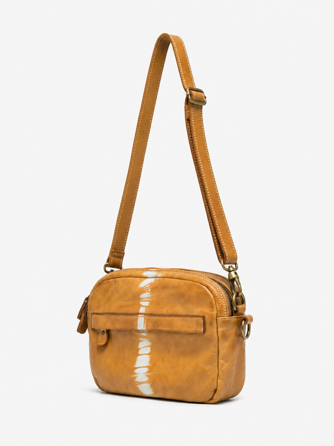 SOMMET Arlo Tie-Dye Vegetable-Tanned Leather Crossbody Bag in Ocher — Handmade in Italy