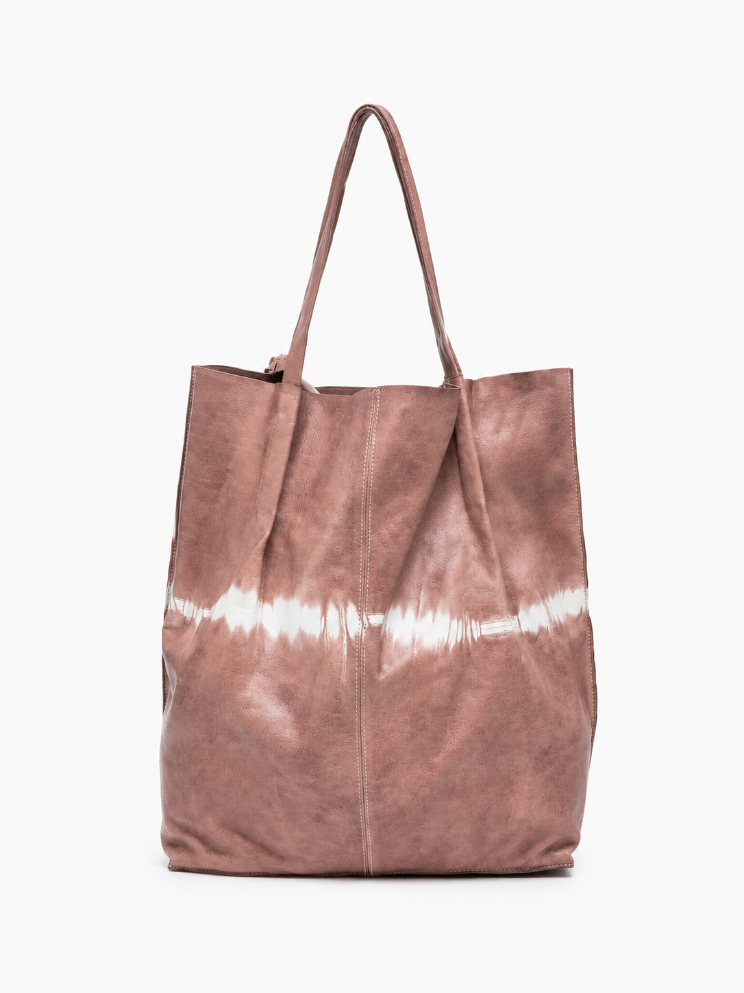 SOMMET NARA Tie-Dye large tote bag in rose antique vegetable-tanned leather, handmade in Italy