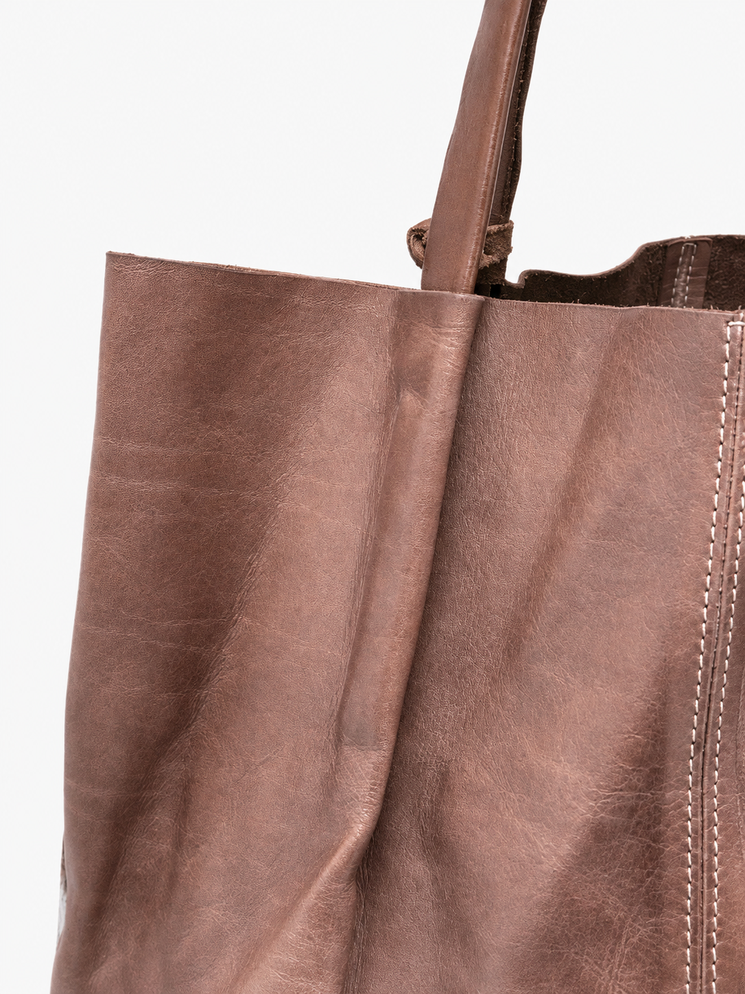 SOMMET NARA Tie-Dye large tote bag in rose antique vegetable-tanned leather, handmade in Italy