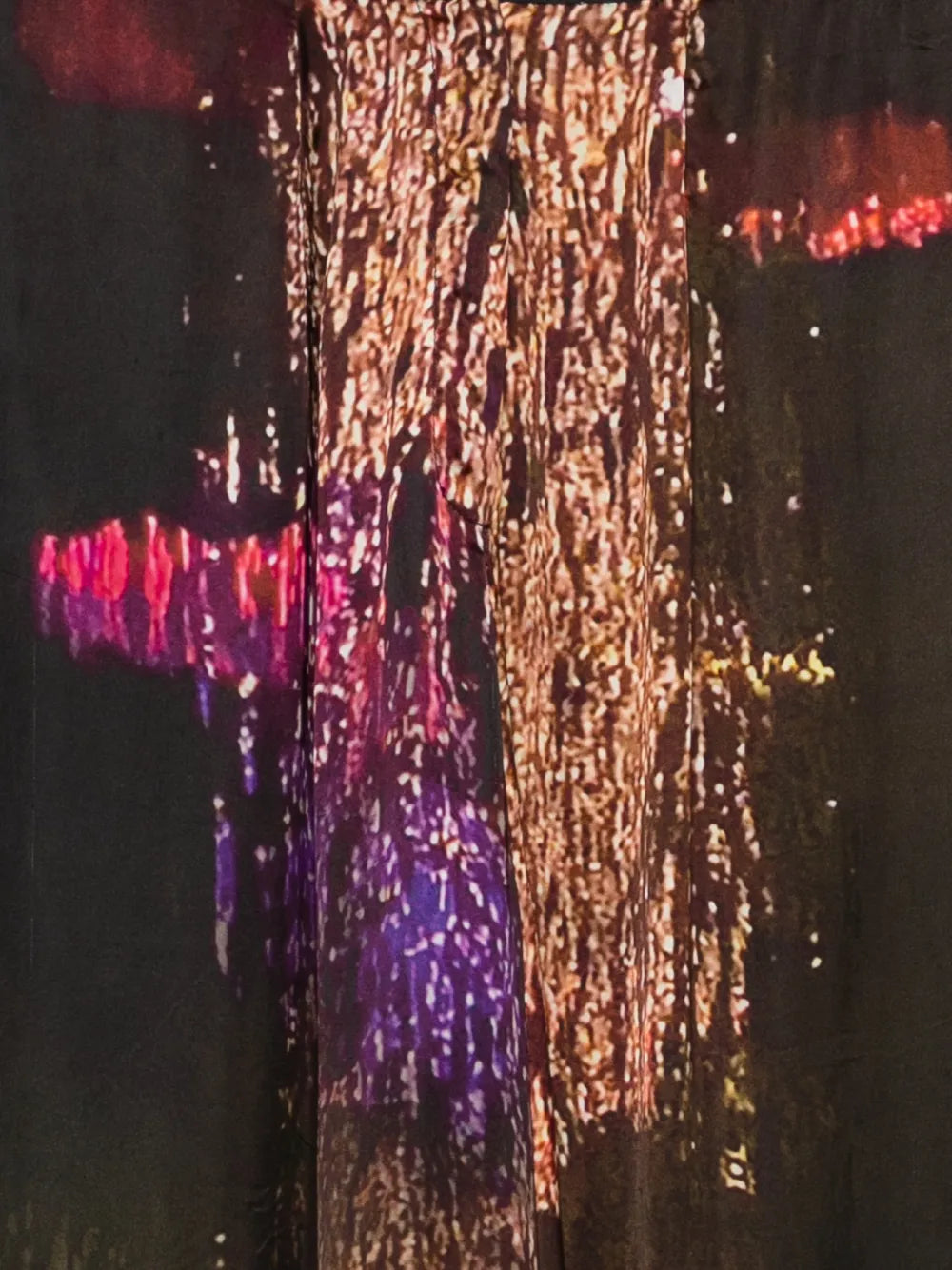 Wide leg palazzo trousers abstract metallic print black gold and fuchsia — YAVÏ
