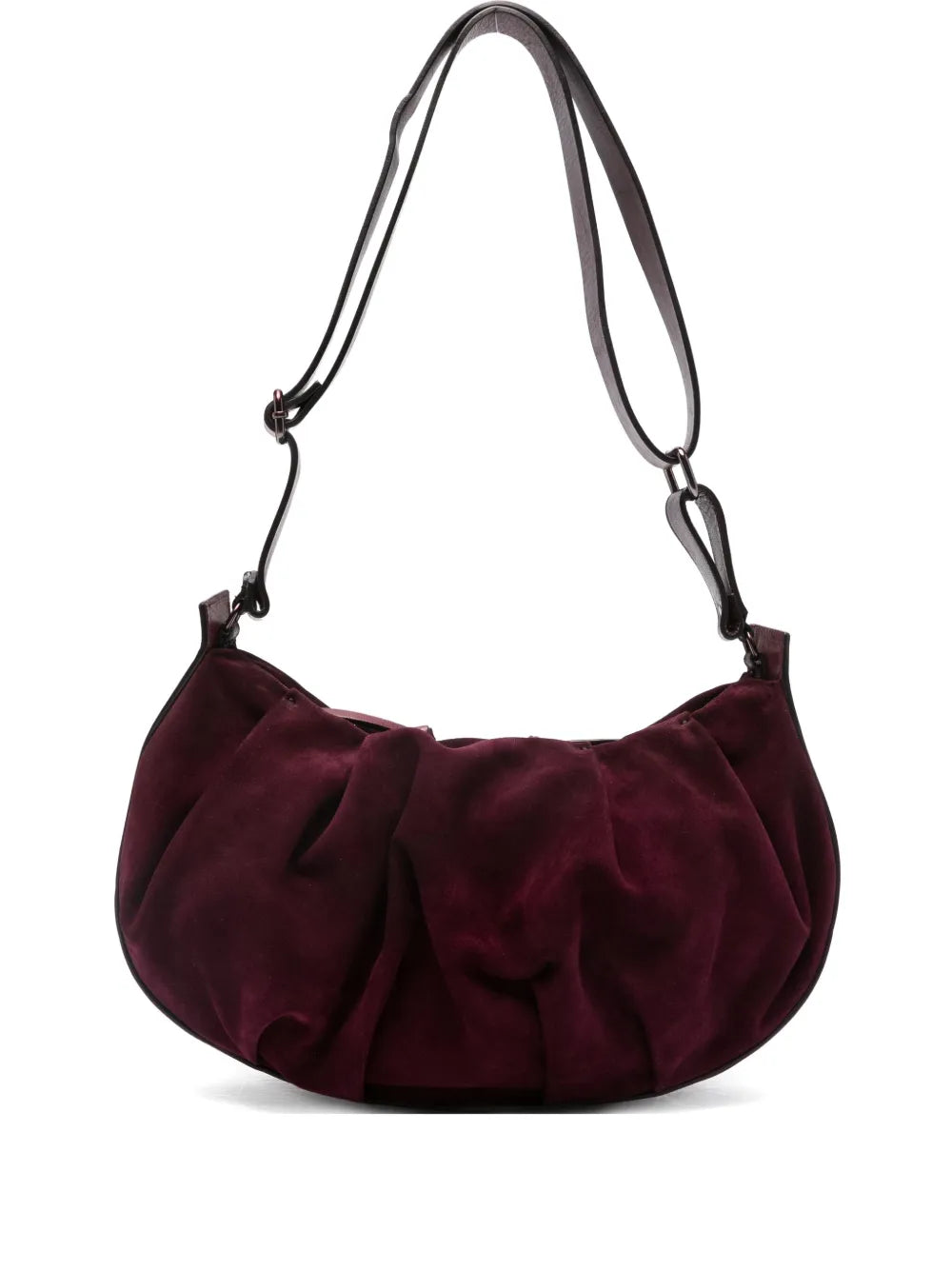 Reptile’s House H845 Nika Bordeaux suede shoulder bag with adjustable strap