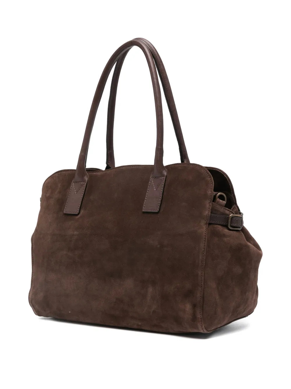 Reptile’s House H849 Nikaes handbag in sigarro suede with leather handles and detachable shoulder strap, luxury Italian handcrafted bag