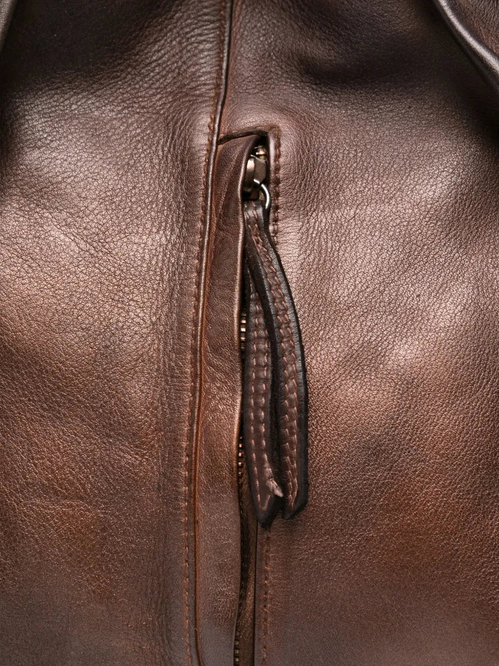 Reptile’s House H855 Calfrum Terra brown leather tote bag with exterior zipper pocket