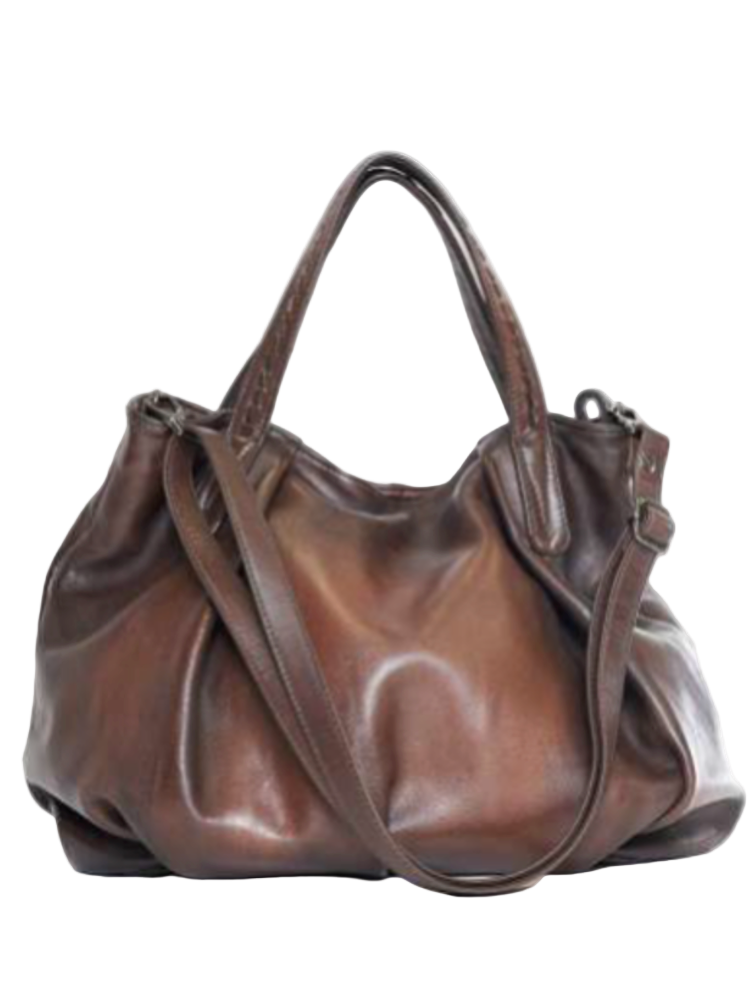 Reptile’s House H855 Calfrum Terra brown leather tote bag with exterior zipper pocket