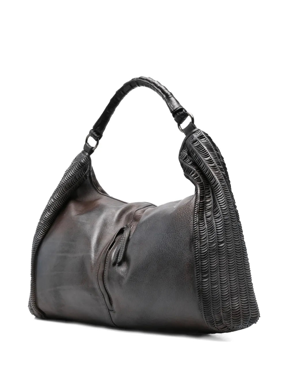 Reptile’s House Lune bag in perforated calfskin leather, color Infinito, handmade in Italy