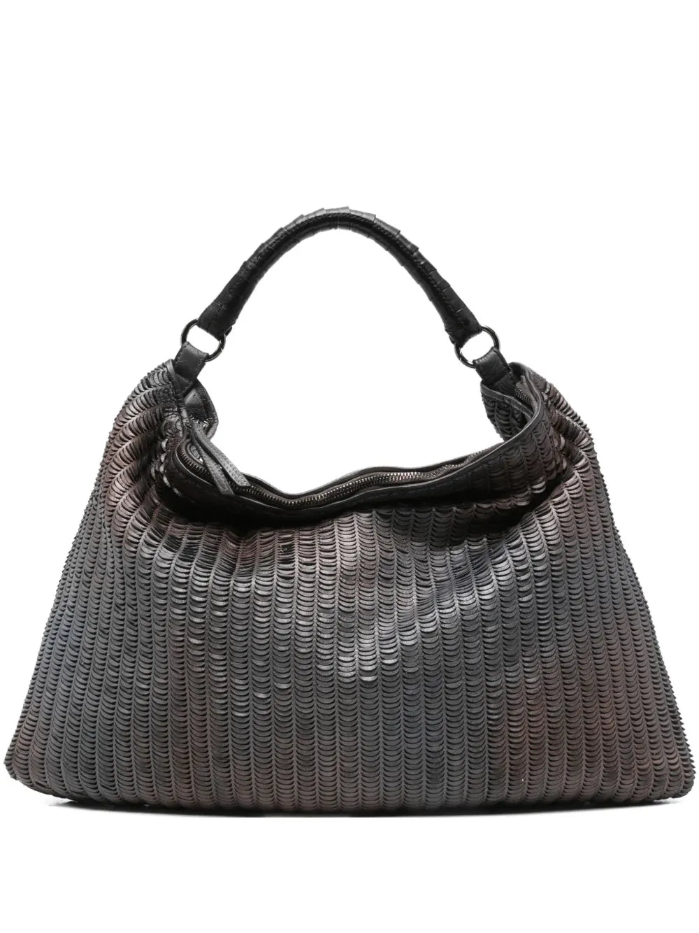 Reptile’s House Lune bag in perforated calfskin leather, color Infinito, handmade in Italy