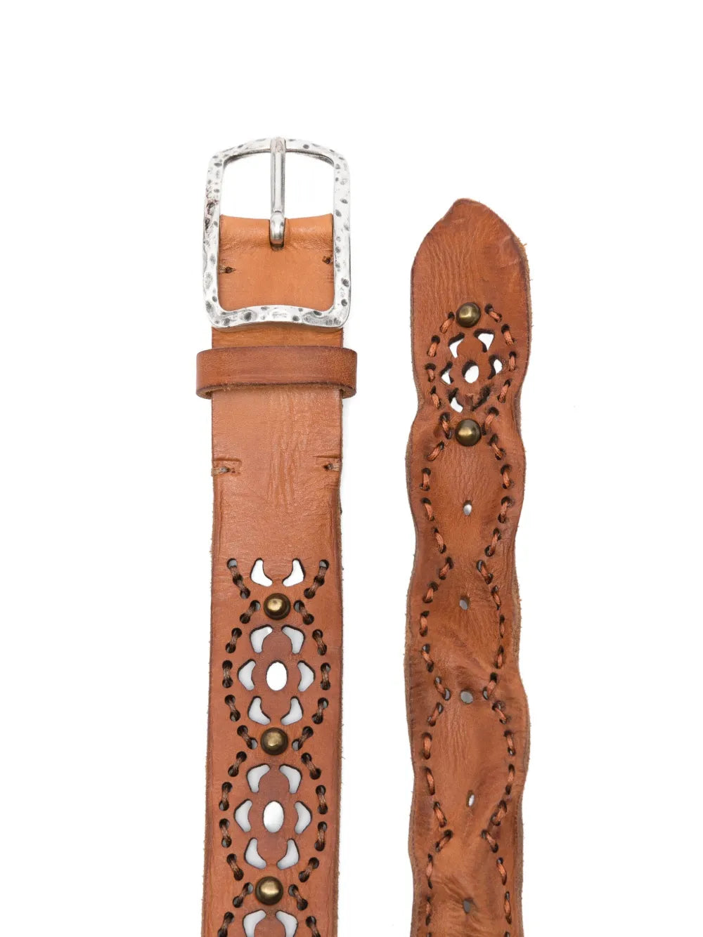 Reptile’s House Stella leather belt in Tabac with brass buckle