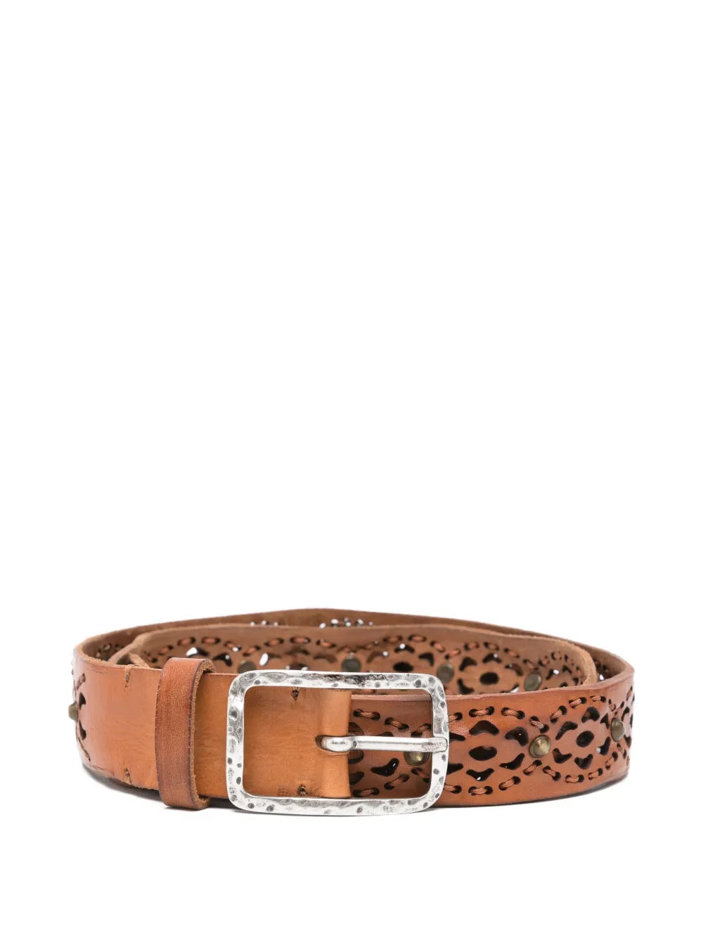 Reptile’s House Stella leather belt in Tabac with brass buckle