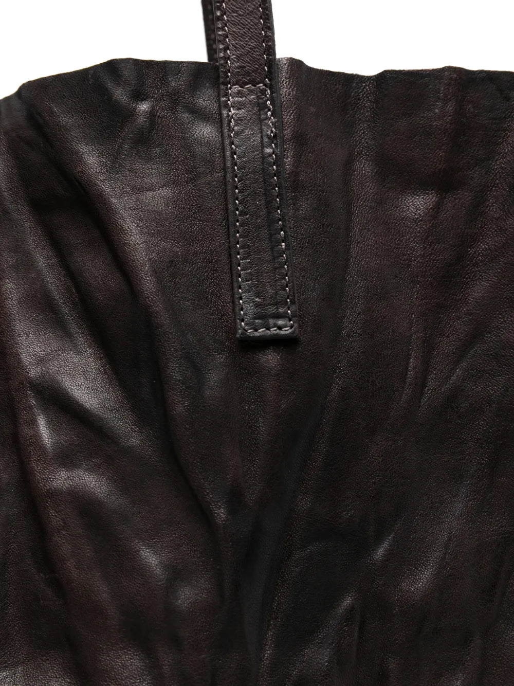 Sommet Long Island coffee brown vegetable-tanned leather tote with removable crossbody strap, wrinkled finish and detachable zip pouch, handmade in Italy