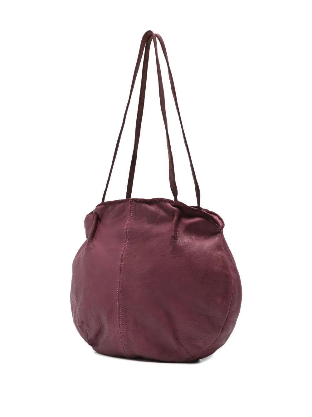 Sommet 249 plum leather shoulder bag handmade in Italy – vegetable-tanned cowhide, cotton lining, Italian craftsmanship.