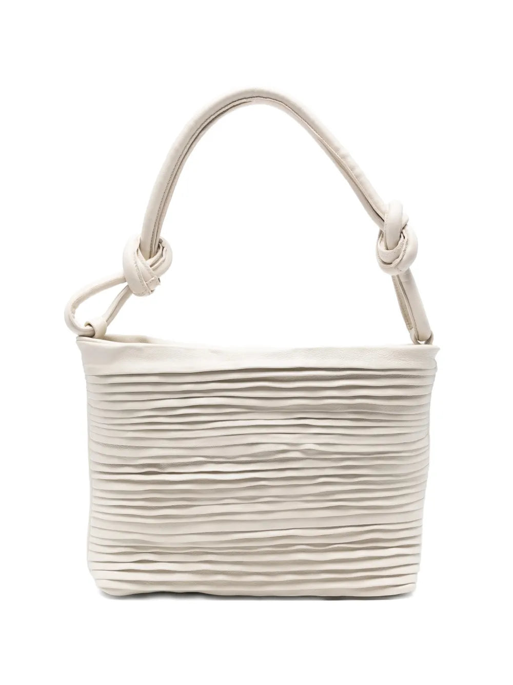 Sommet Aisha Medium Rows ivory pleated leather handbag in vegetable tanned leather, handcrafted in Italy.