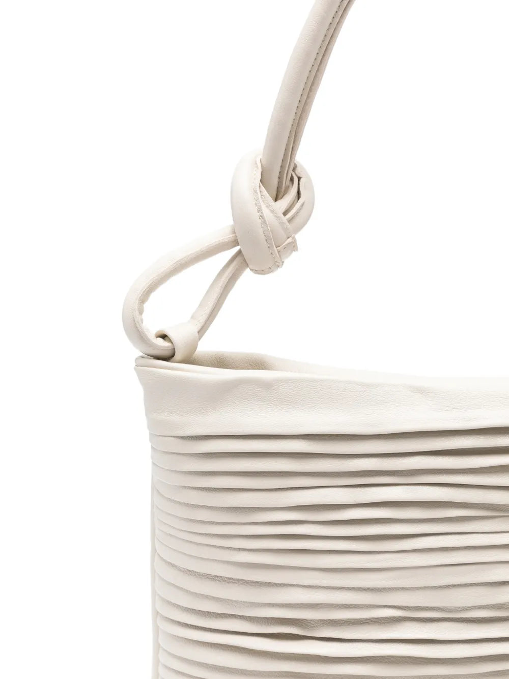 Sommet Aisha Medium Rows ivory pleated leather handbag in vegetable tanned leather, handcrafted in Italy.