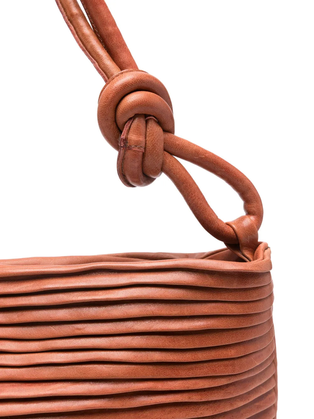 Sommet Aisha Rows Large siena pleated leather shoulder bag in vegetable tanned leather, handcrafted in Italy.