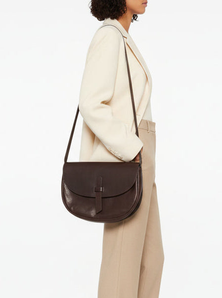 Sommet Alexi coffee leather bag handcrafted in Italy with vegetable tanned leather