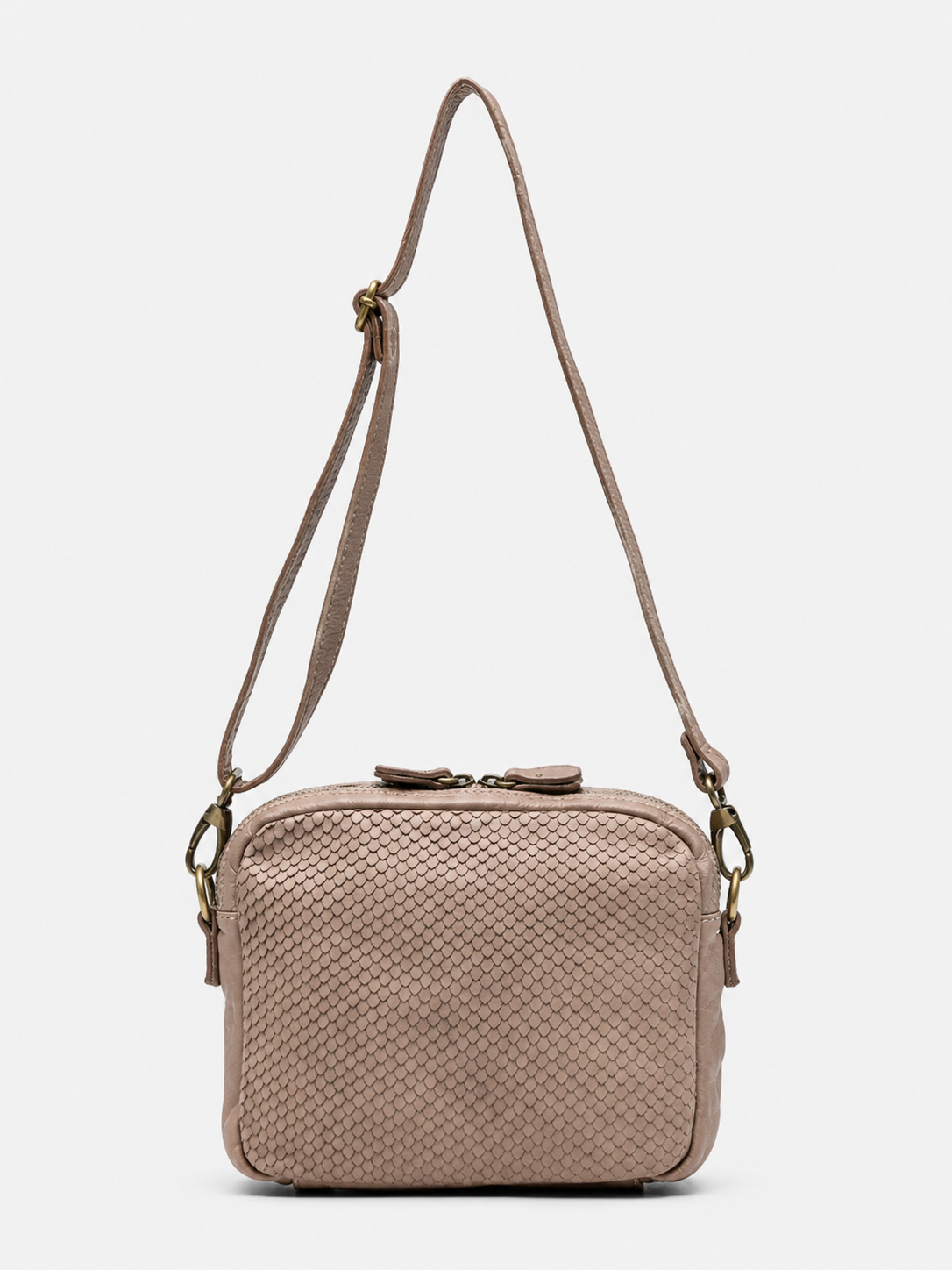 SOMMET ARLO Cobra vegetable-tanned leather crossbody bag in Taupe, handmade in Italy