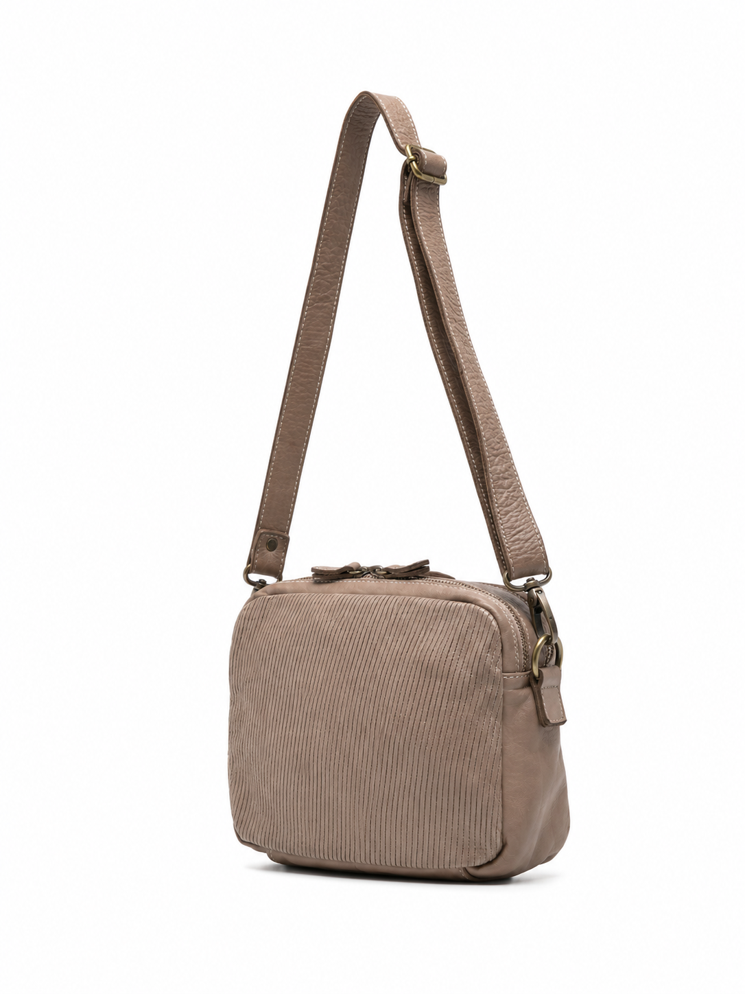 SOMMET ARLO Petalino vegetable-tanned leather crossbody bag in Taupe, handmade in Italy