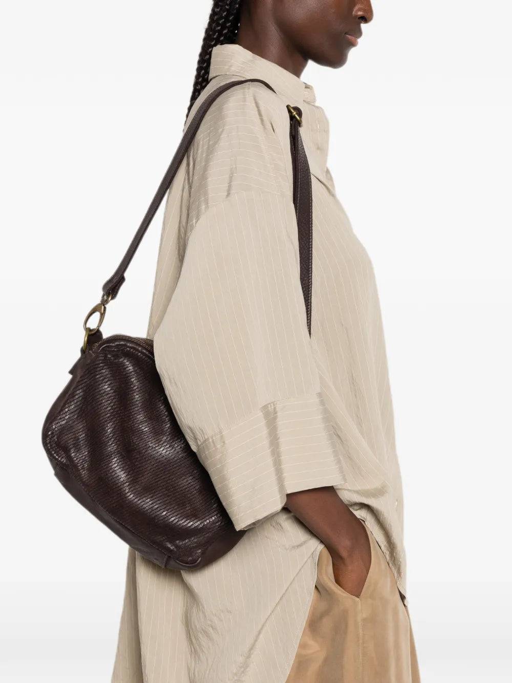 SOMMET Arlo Petalino vegetable-tanned leather crossbody bag in Testa di Moro — handmade in Italy