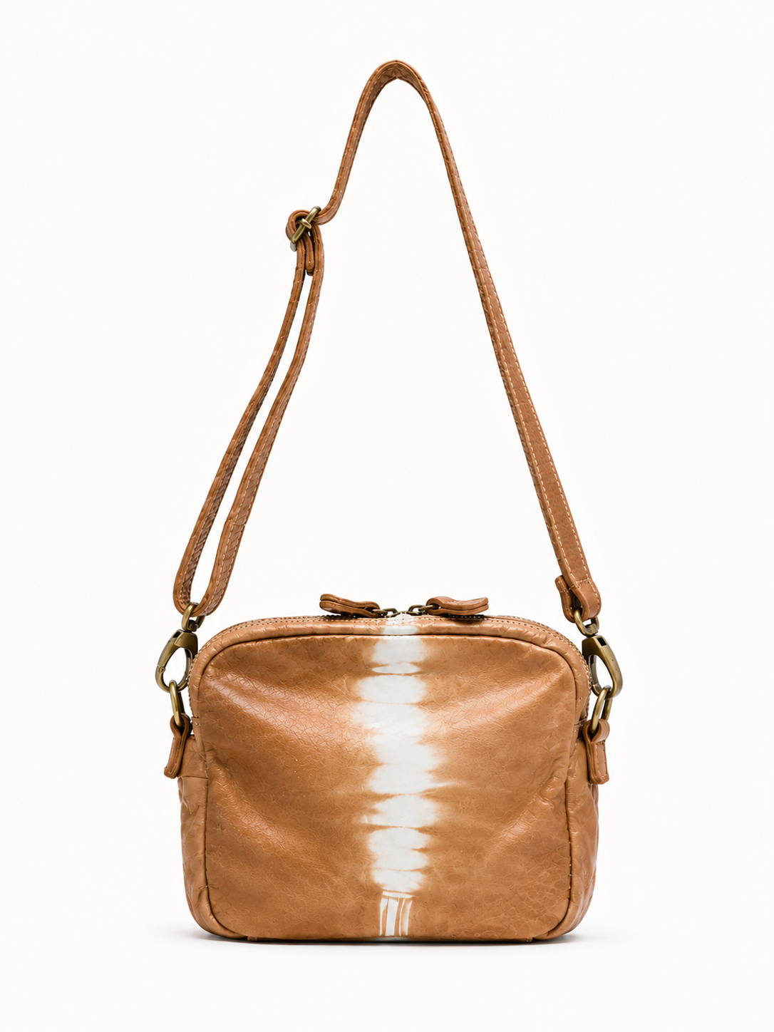 SOMMET Arlo Tie-Dye Vegetable-Tanned Leather Crossbody Bag in Taupe — Handmade in Italy