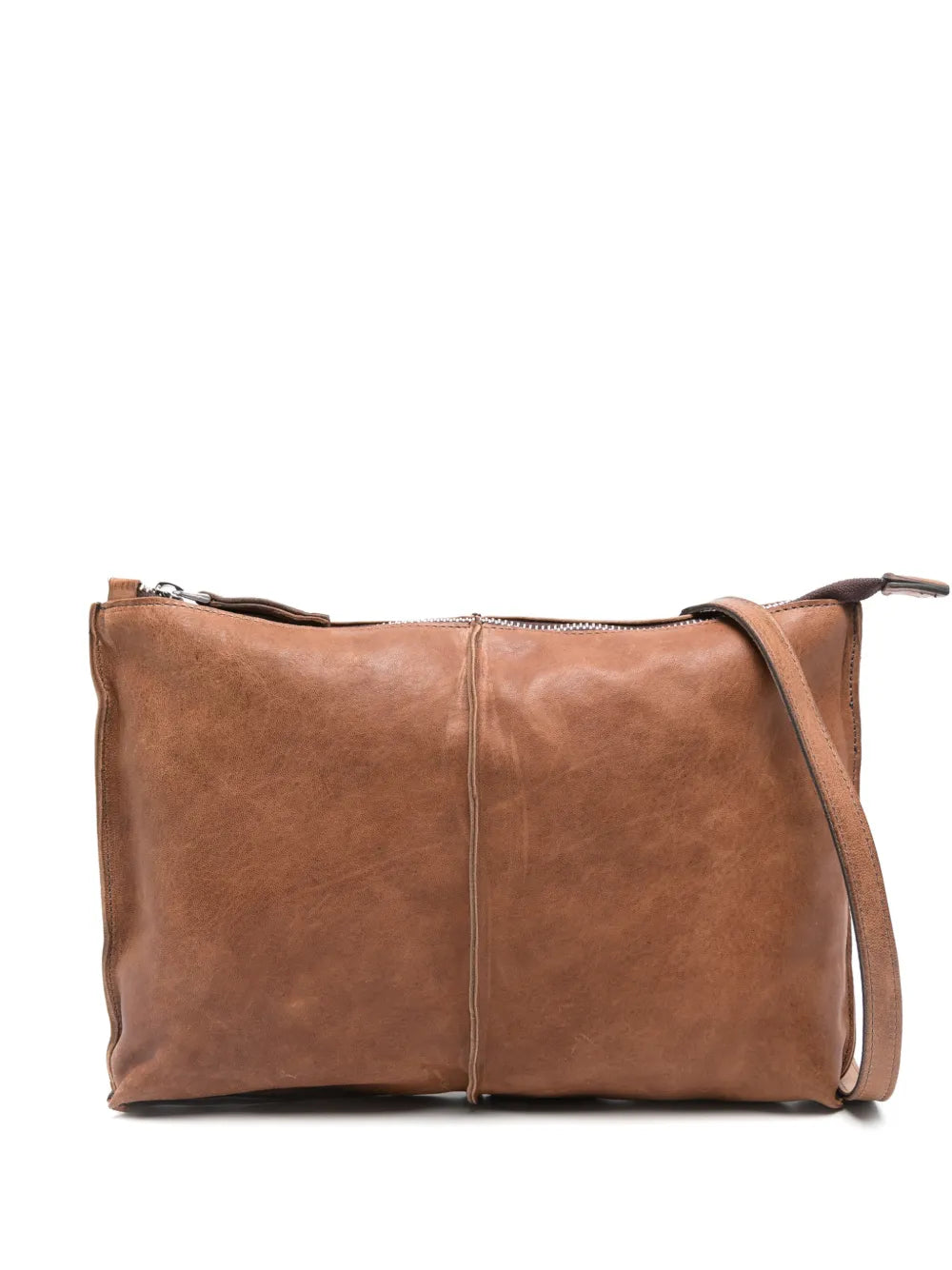 Sommet Clark sand leather crossbody bag in vegetable tanned leather with adjustable strap, handmade in Italy.