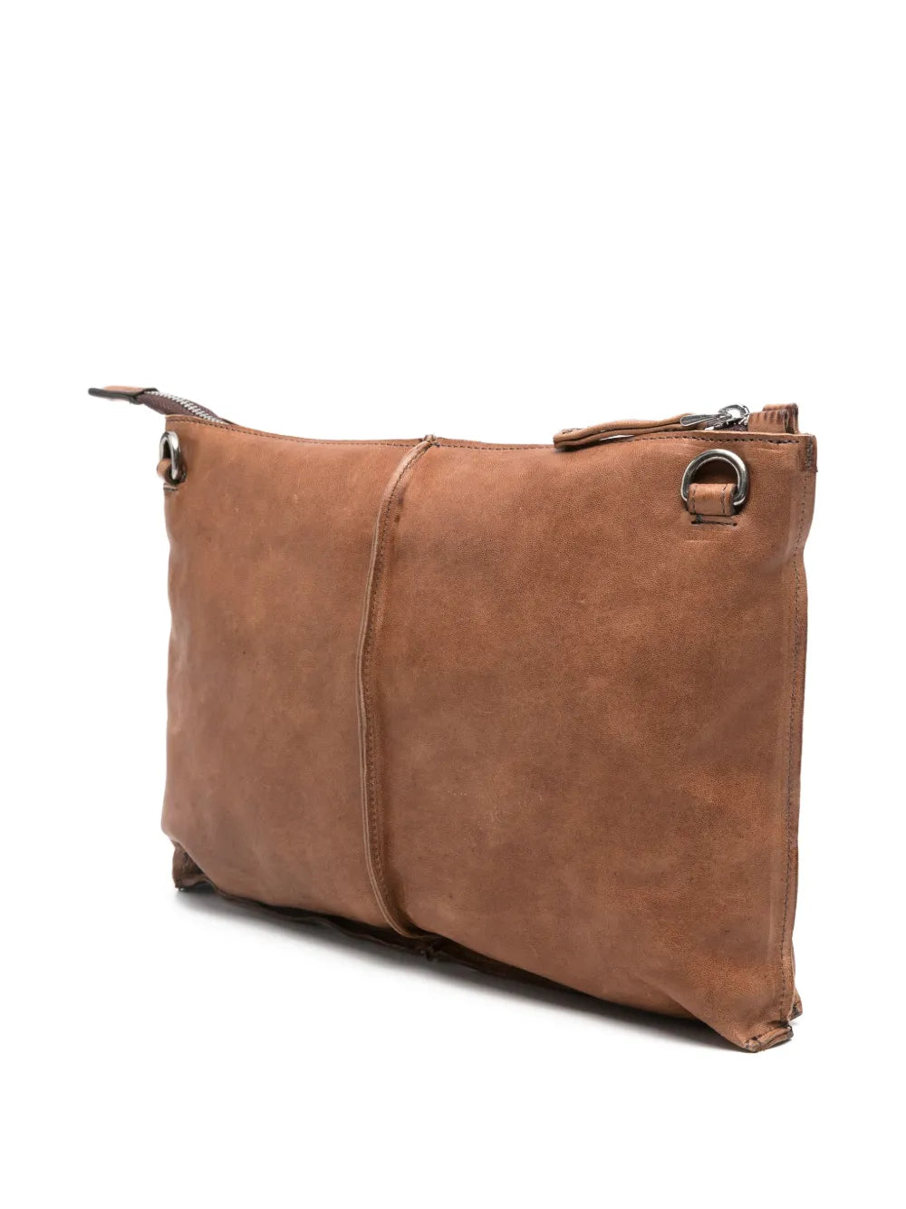 Sommet Clark sand leather crossbody bag in vegetable tanned leather with adjustable strap, handmade in Italy.