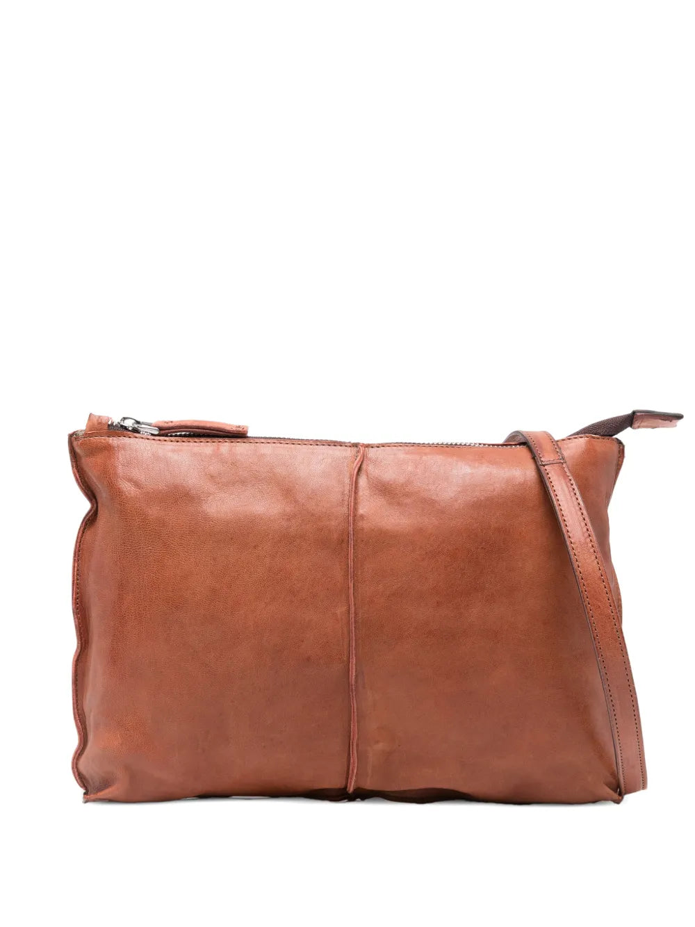 Sommet Clark siena leather crossbody bag in vegetable tanned leather with adjustable strap, handmade in Italy.