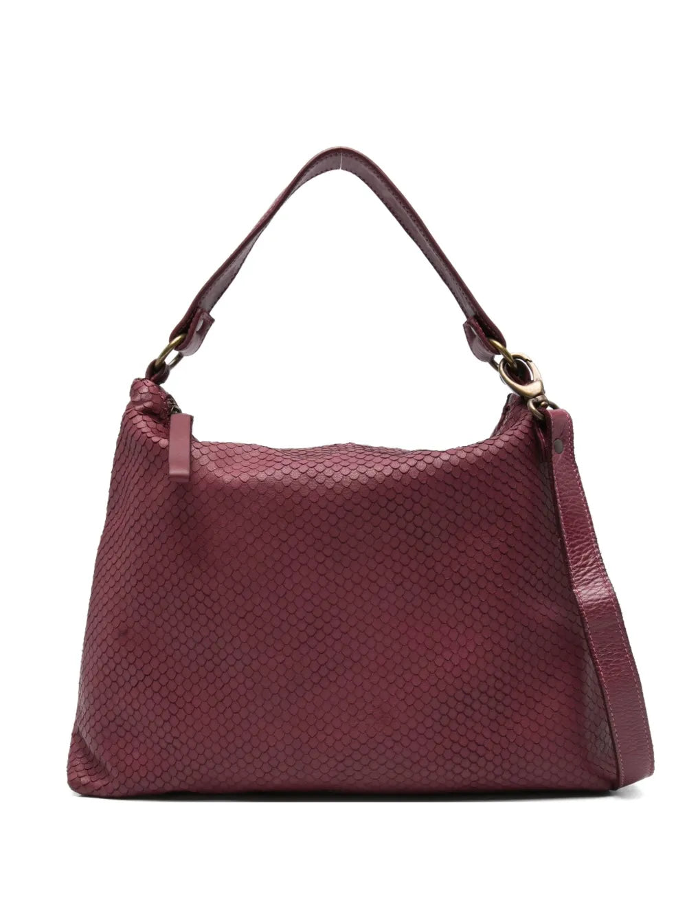 Textured tote bag Corda 358/C in Bordeaux leather, double handle for shoulder or crossbody, made in Italy