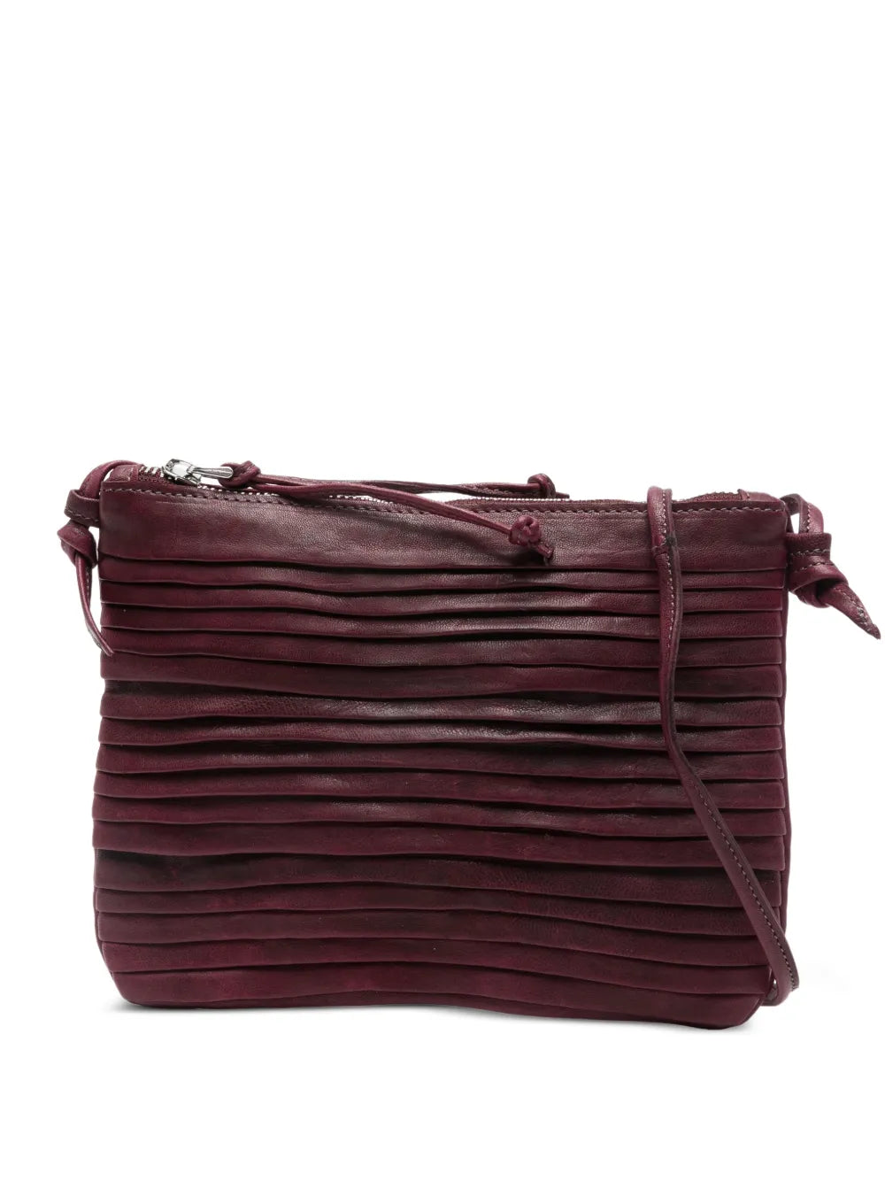 Sommet Country Row crossbody bag in Barolo burgundy vegetable-tanned leather with adjustable strap, handmade in Italy — suitable for day and night.