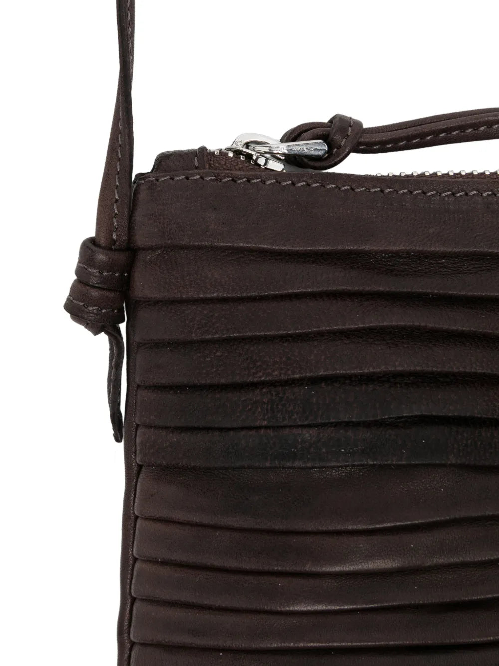 Sommet Country Row coffee vegetable-tanned leather crossbody bag with adjustable strap, handmade in Italy — suitable for day and night.