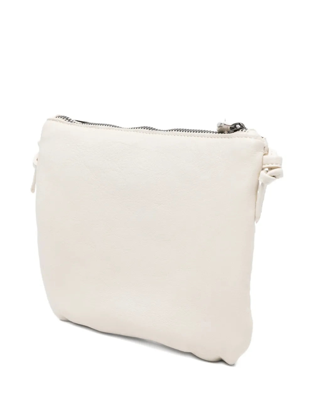 Sommet Country Row ivory leather crossbody bag handcrafted in Italy from vegetable tanned calfskin with pleated texture detailing.