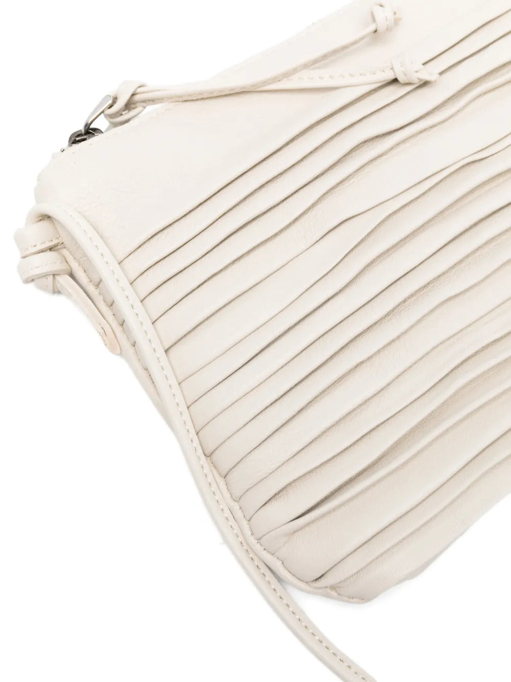 Sommet Country Row ivory leather crossbody bag handcrafted in Italy from vegetable tanned calfskin with pleated texture detailing.