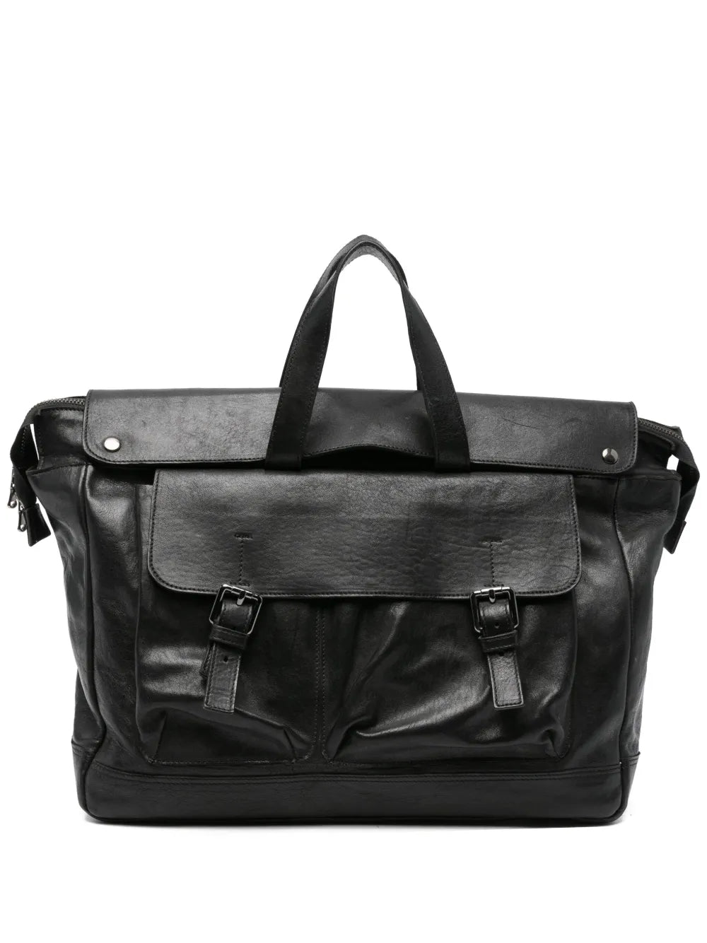 Sommet Harley black leather backpack handmade in Italy – vegetable-tanned cowhide, briefcase style, luxury Italian craftsmanship.