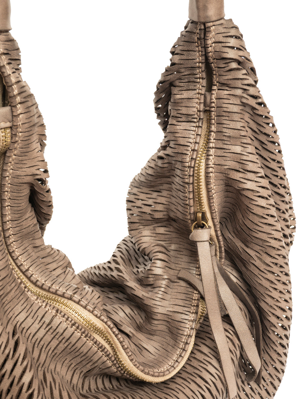 Sommet 306/rete handmade leather hobo bag in Acacia, size M 50x50 cm, bucket style made in Italy