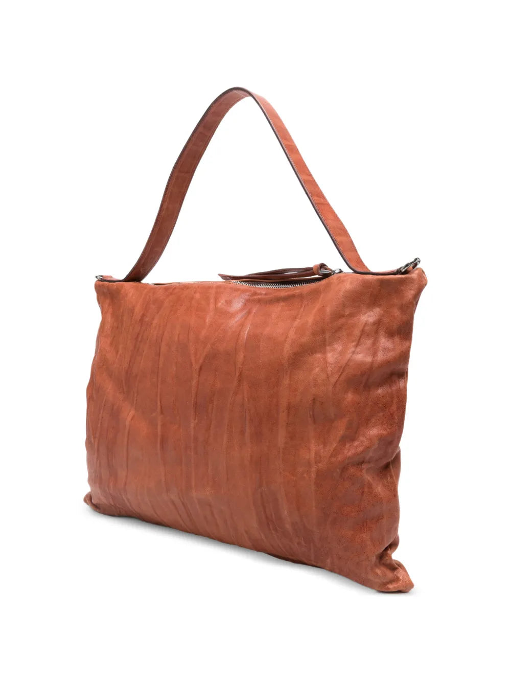 Sommet Lexi Medium cognac leather crossbody bag in vegetable tanned leather, soft and lightweight, handcrafted in Italy.