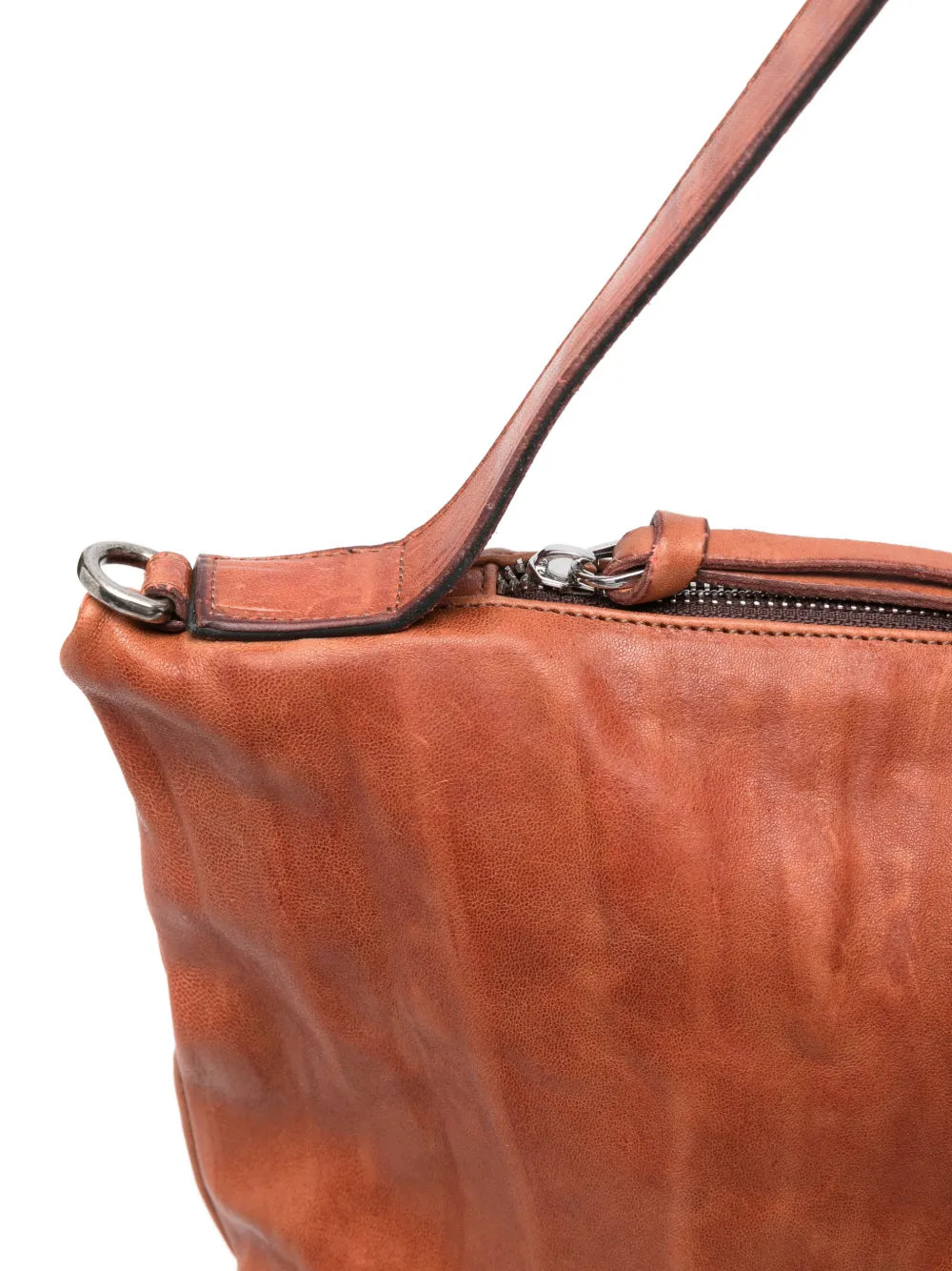 Sommet Lexi Medium cognac leather crossbody bag in vegetable tanned leather, soft and lightweight, handcrafted in Italy.