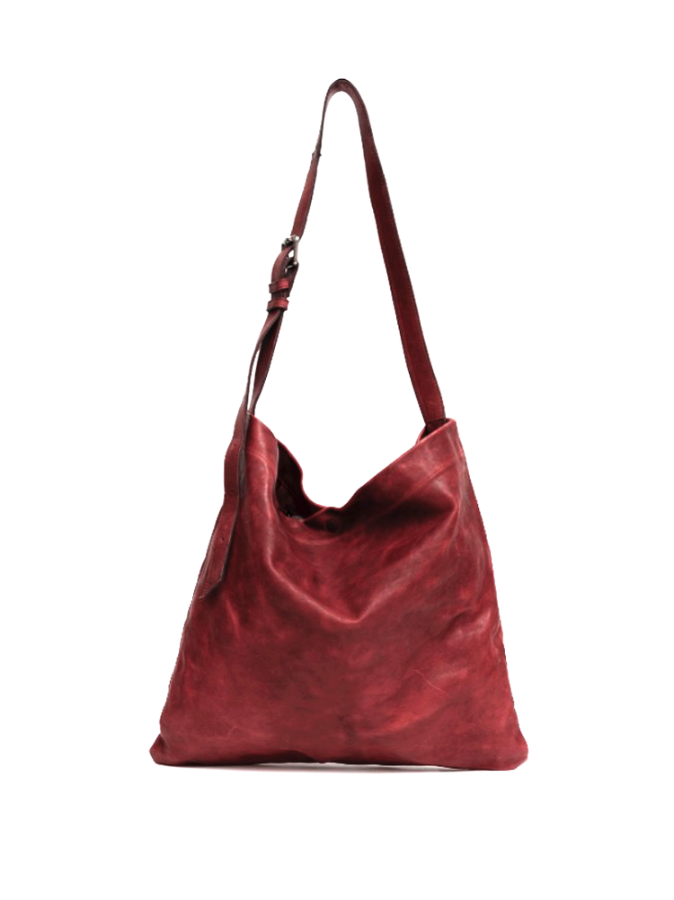 Sommet LIDIA buganvilla leather hobo bag handmade in Italy with adjustable strap and natural vegetable tanning