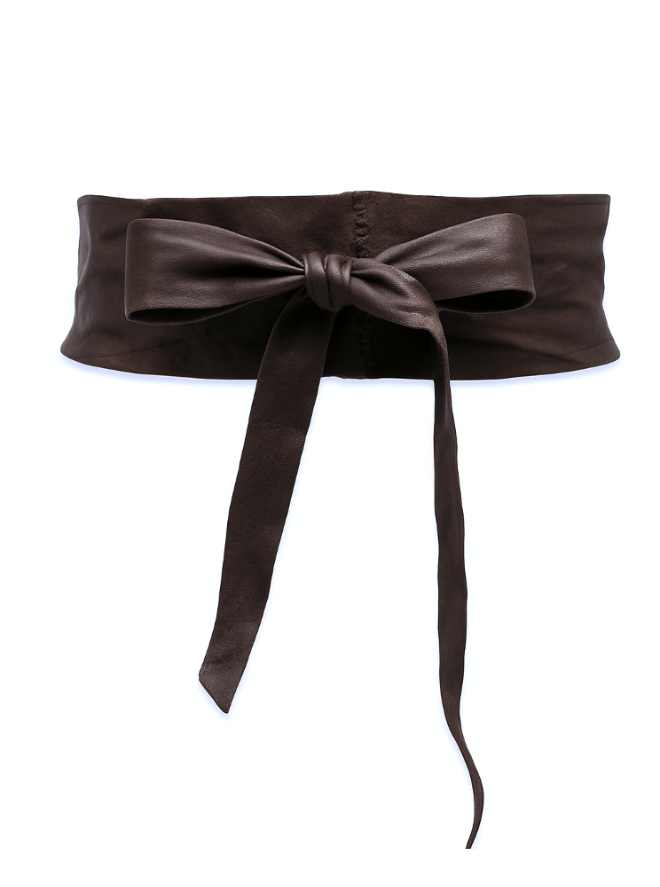 Sommet Lomme coffee brown leather belt vegetable tanned waist tie handcrafted