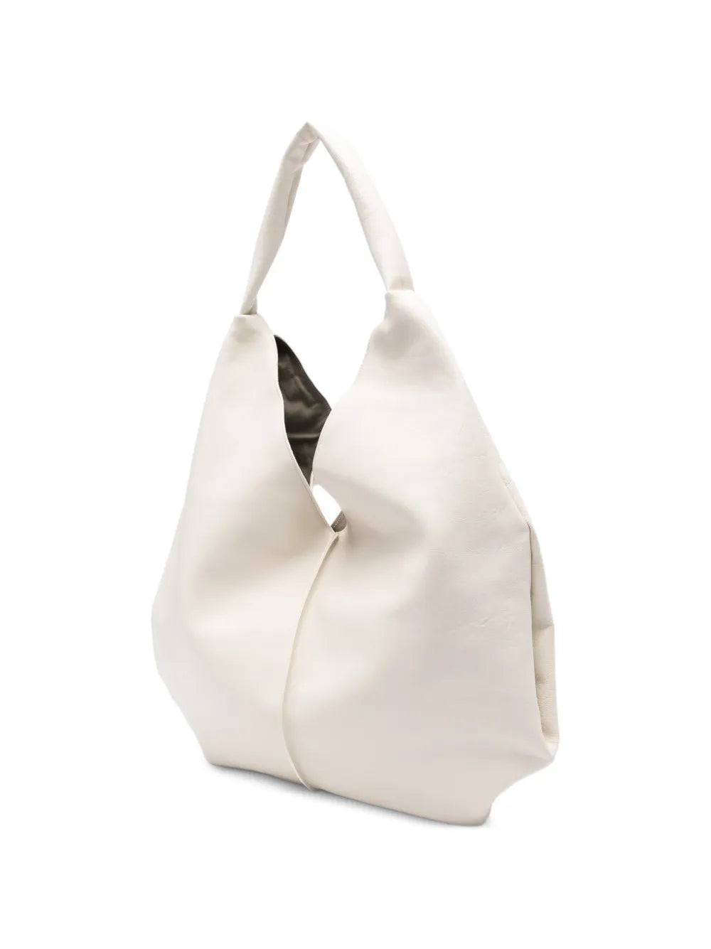 Sommet Mimi ivory leather maxi tote bag with soft structure, vegetable tanned leather, handcrafted in Italy.