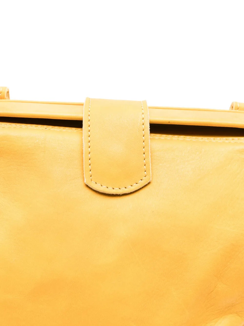Sommet mustard yellow (giallo) lambskin clutch and crossbody bag handmade in Italy – vegetable-tanned leather, magnetic closure, adjustable strap.