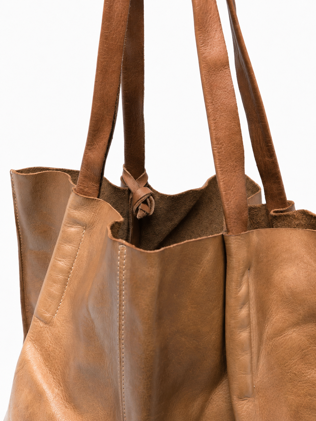 SOMMET NARA Tie-Dye large tote bag in taupe vegetable-tanned leather, handmade in Italy