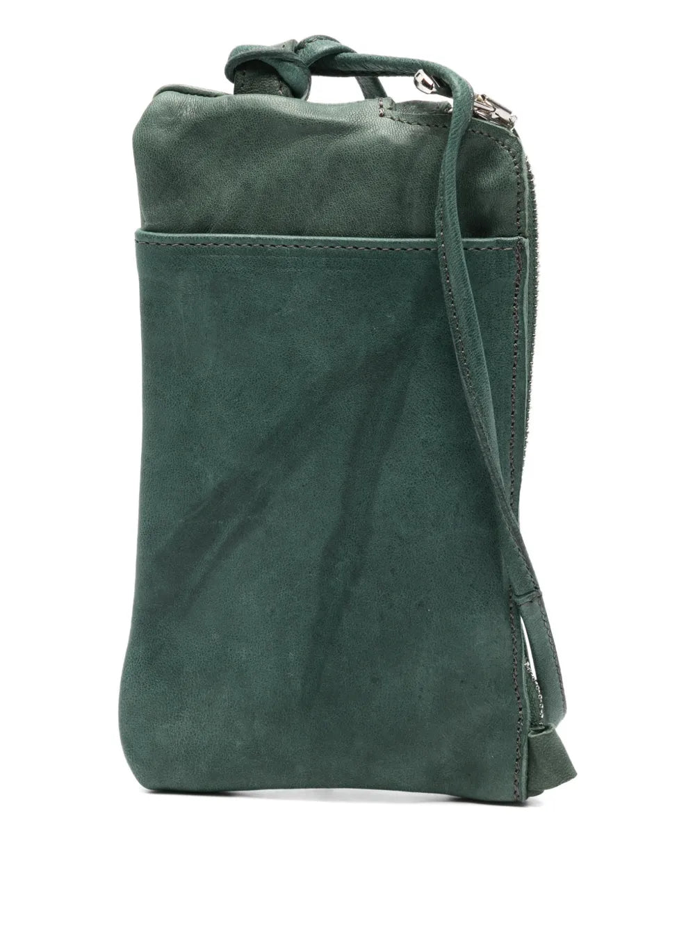 Sommet Neck phone wallet in cadet dark green vegetable tanned leather with adjustable strap for smartphone