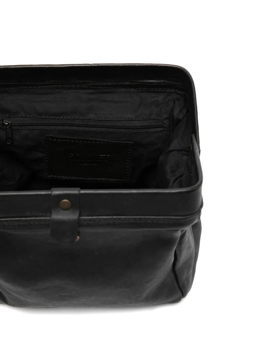 Sommet black lambskin clutch and crossbody bag with detachable adjustable strap, handmade in Italy