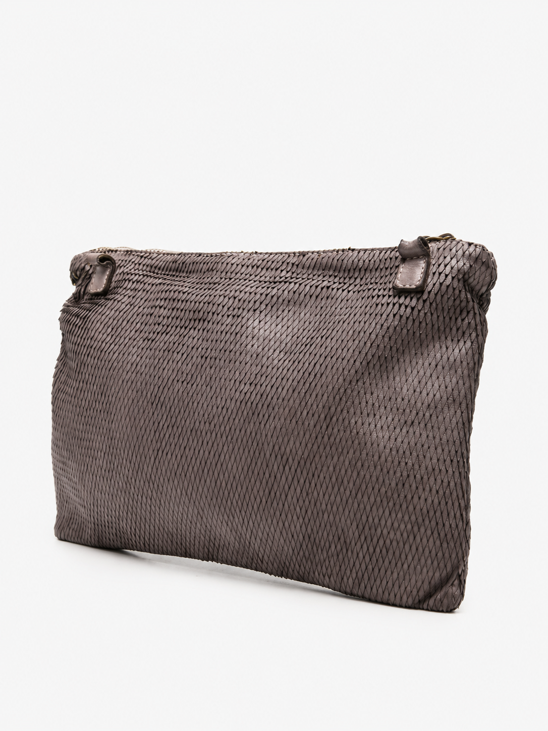 SOMMET NILO Petalino crossbody bag in taupe vegetable-tanned leather, petal texture, handmade in Italy