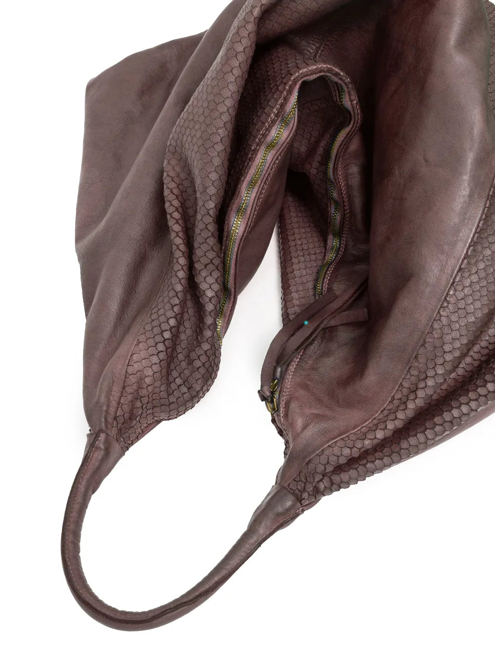 Sommet oversized Testa di Moro shoulder bag in snakeskin-embossed leather with zipper closure and soft flexible structure, handmade in Italy