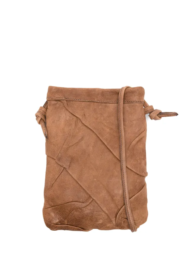 Sommet Paloma Plum beige leather crossbody bag in natural leather with origami folded design, handcrafted in Italy.