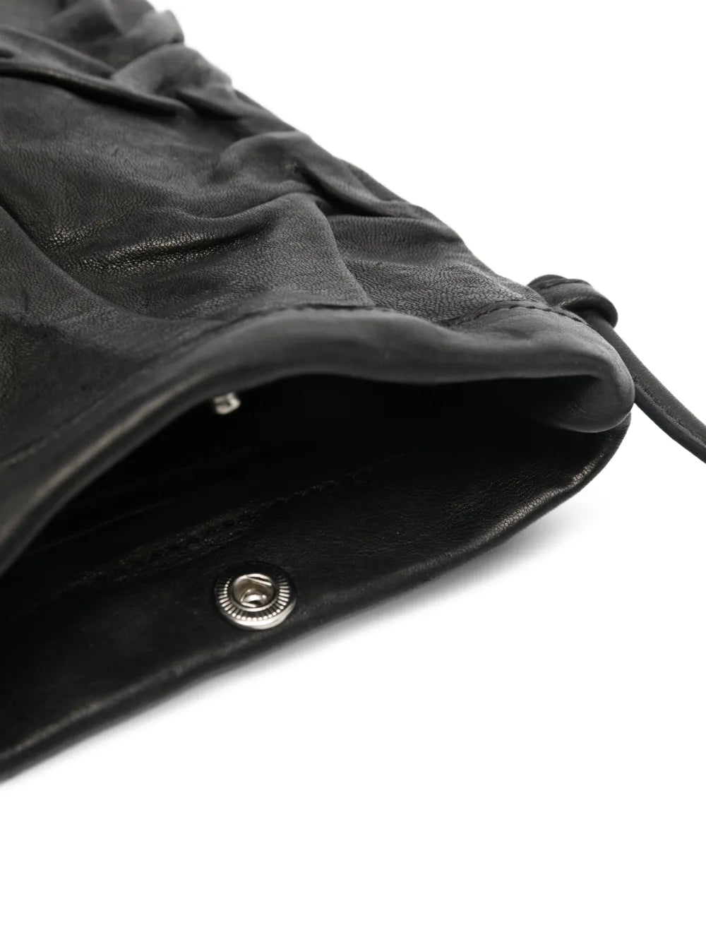 Handcrafted Sommet Paloma Plum black leather crossbody phone bag with adjustable strap and clip closure, made in Italy