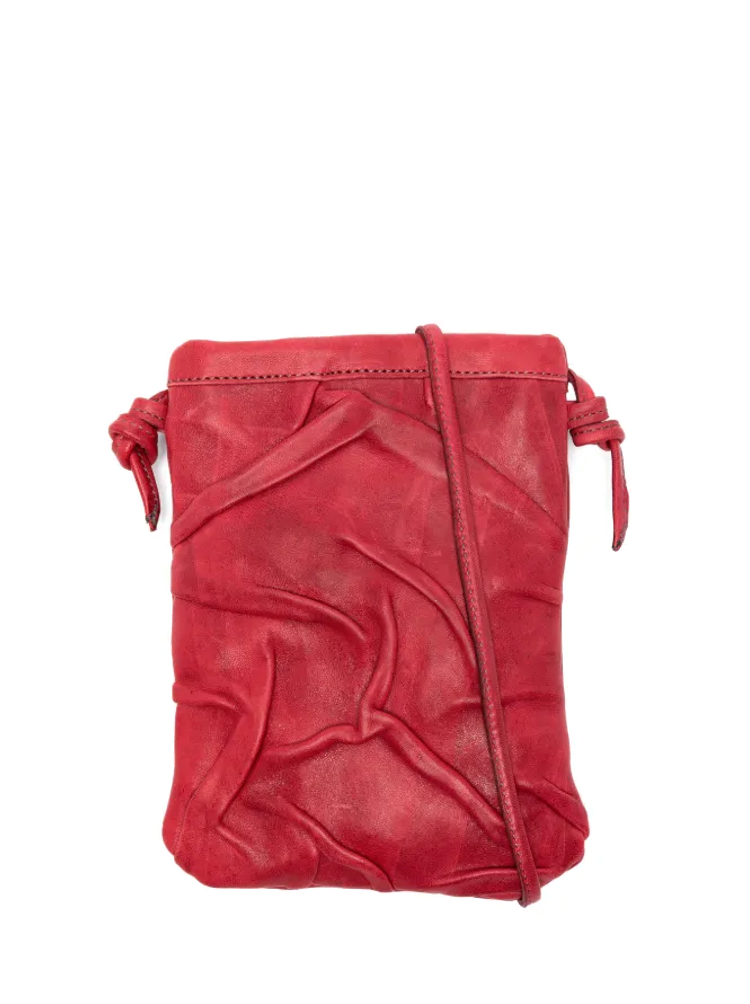 Sommet Paloma Plum bouganville leather crossbody bag with handcrafted origami folded texture, made in Italy.