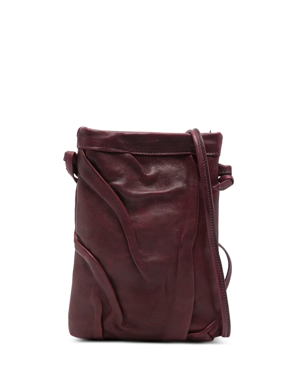 Sommet Paloma Plum burgundy leather small crossbody bag for phone, adjustable strap, handmade in Italy