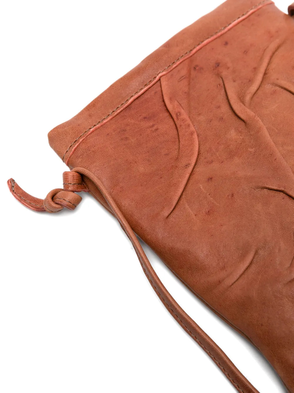 Sommet Paloma Plum cognac leather crossbody bag in natural leather with origami folded design, handcrafted in Italy.