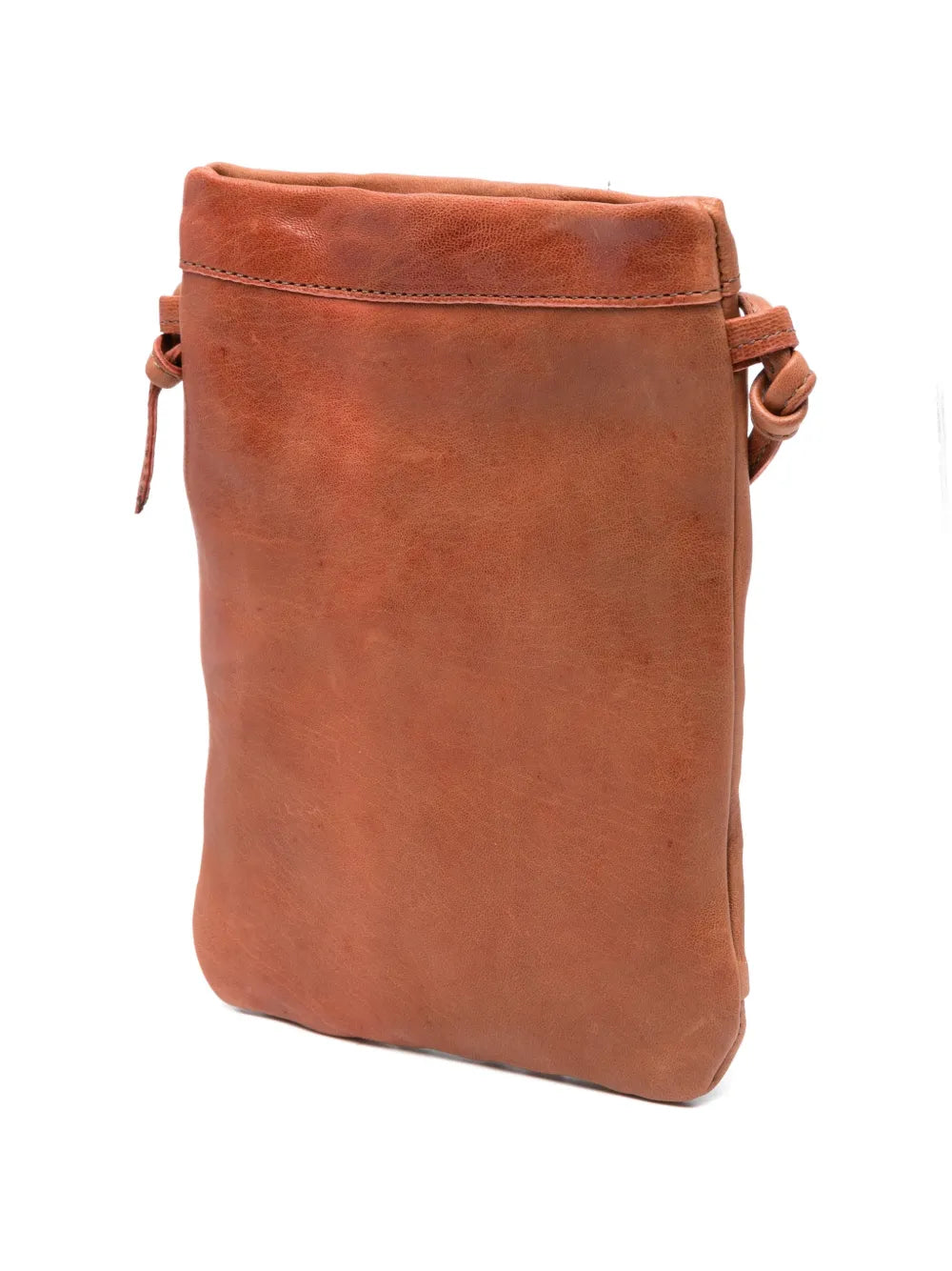 Sommet Paloma Plum cognac leather crossbody bag in natural leather with origami folded design, handcrafted in Italy.